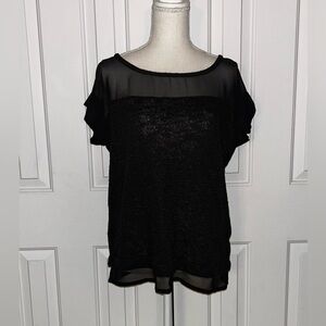 NWOT ESPRIT Women Knitted Top, Top & Bottom Sheer, Black, Size Medium